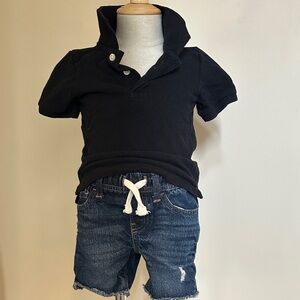 Children’s place Black Kids Polo and GAP Denim Shorts Set
